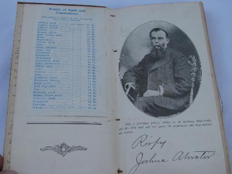 antique 1902 farmers handbook, grain weights and prices, farm hand wages etc