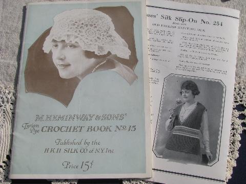 antique 1918 needlework book from silk thread, crochet lace patterns