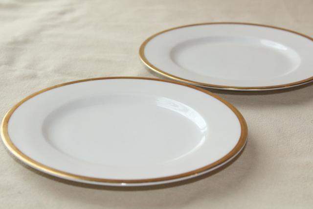 antique Bavaria china, Baronial gold band white porcelain cake plates vintage 1910 