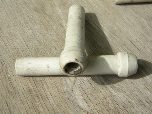 antique Brunt early electric porcelain architectural tube insulators
