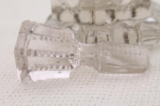 antique EAPG jewel pattern pressed glass cologne vanity bottle w/ glass stopper
