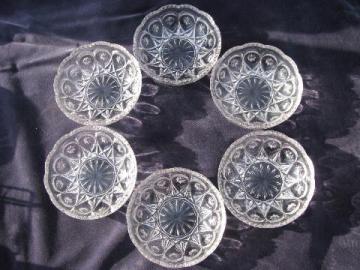 antique EAPG vintage pressed glass ice cream or fruit bowls, jewel & star pattern