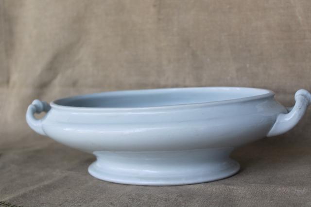 antique English heavy white ironstone china oval covered bowl tureen or serving dish