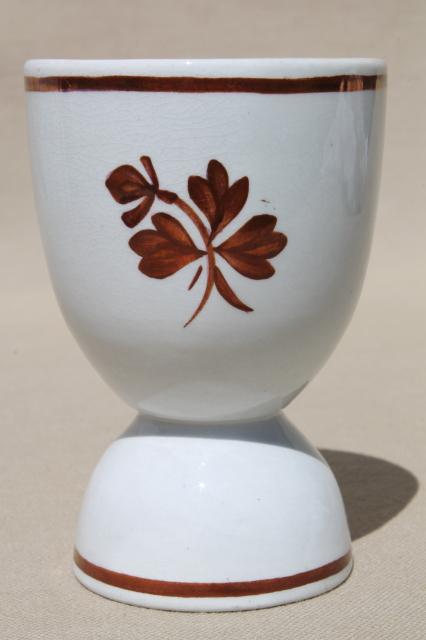 antique English ironstone china egg cup with tea leaf copper luster