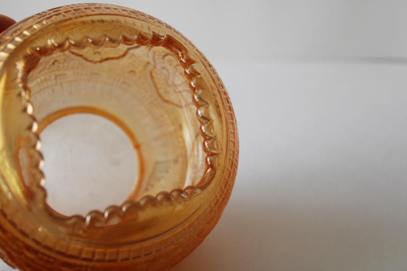 antique Fenton Persian Medallion marigold carnival glass ball shape bowl, vase or hair receiver 