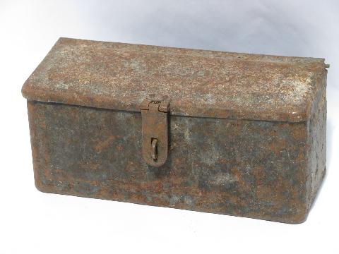 antique Fordson tractor or early auto toolbox, vintage Ford tool box