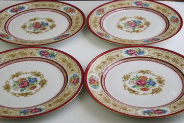 antique French Limoges china dinner plates Charles Ahrenfeldt circa 1900, wide lace border w/ floral