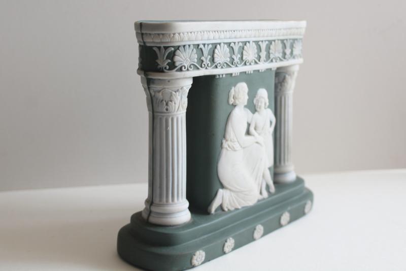 antique German jasperware three part vase Greek or Roman columns Schafer Vater