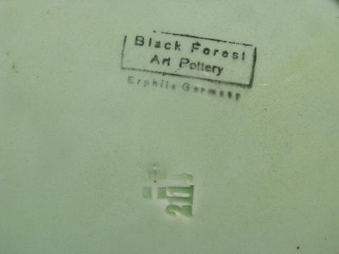 antique German majolica antique earthenware plate, Black Forest art pottery
