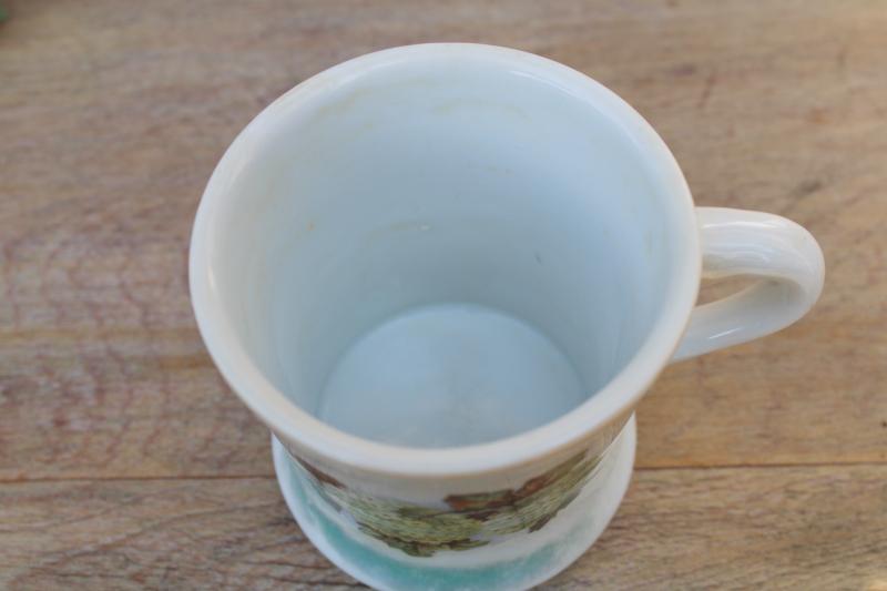 antique Germany china mug, tea or coffee cup w/ hydrangeas, 1800s vintage