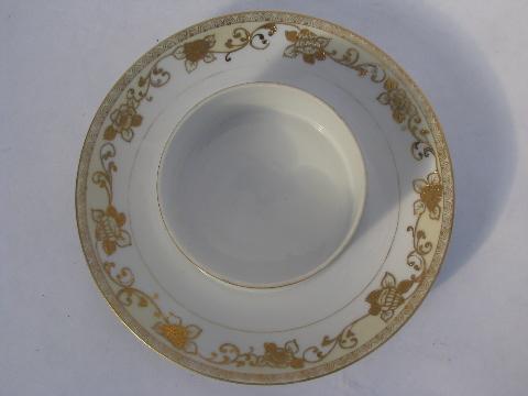antique Hand Painted Nippon mark, early 1900s vintage china server w/ gold moriage