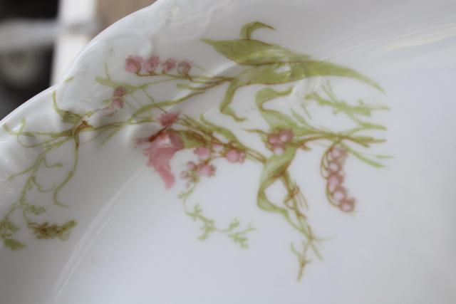 antique Haviland Limoges china platter or tray, pink flowers & lily of the valley