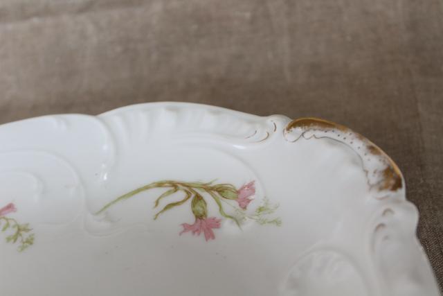 antique Haviland Limoges china platter or tray, pink flowers & lily of the valley