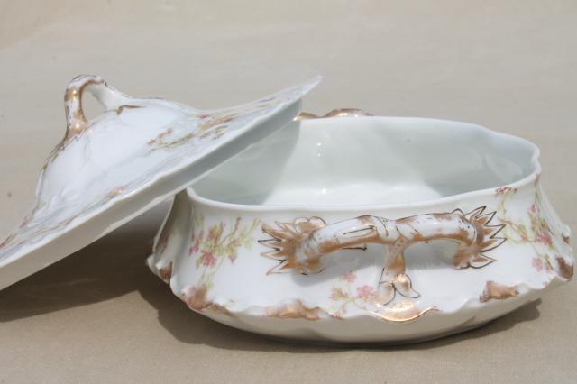 antique Haviland Limoges china serving pieces, tureen, covered bowl, platter etc.