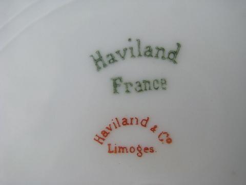 antique Haviland Limoges porcelain vegetable bowl, pink floral/gold