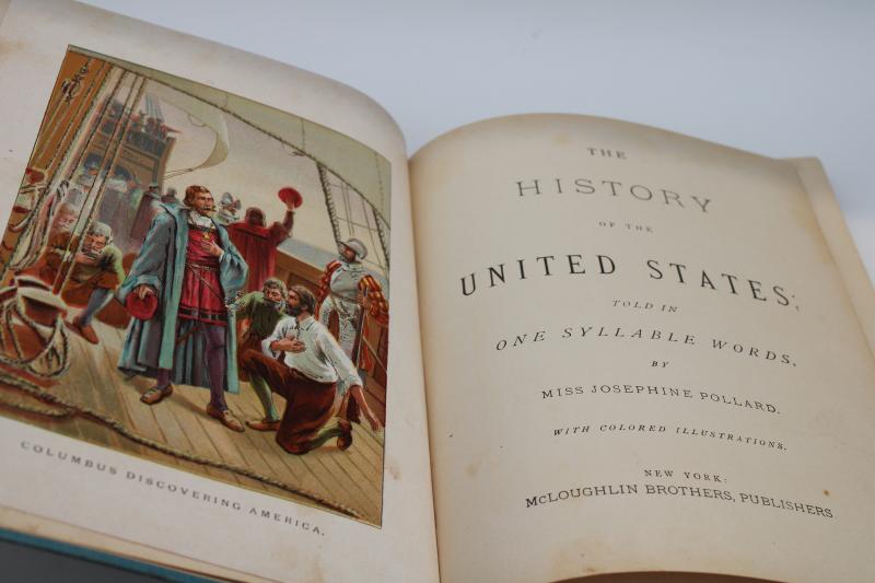 antique History of The United States for early readers, vintage book patriotic cover art