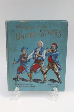 antique History of The United States for early readers, vintage book patriotic cover art