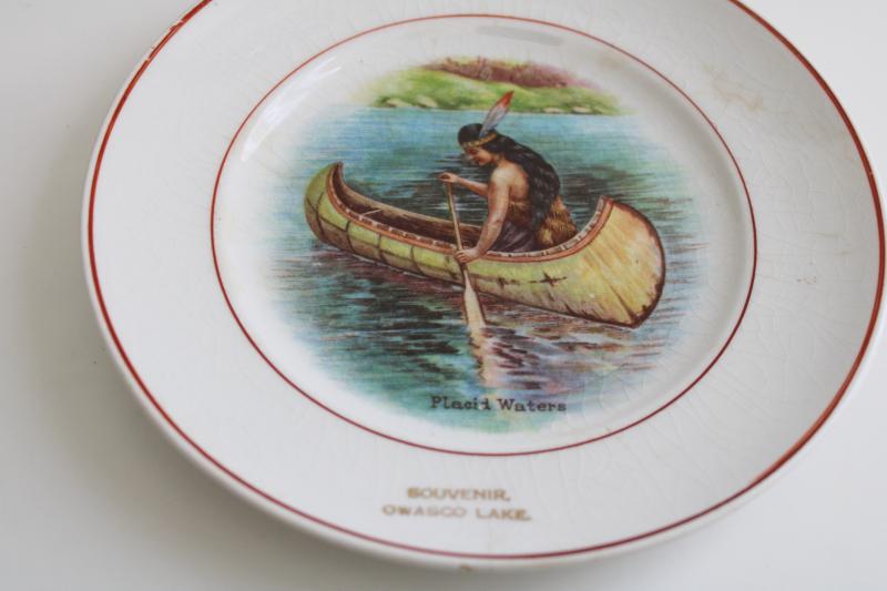 antique Indian maiden china plate, Owasco Lake Finger lakes New York souvenir
