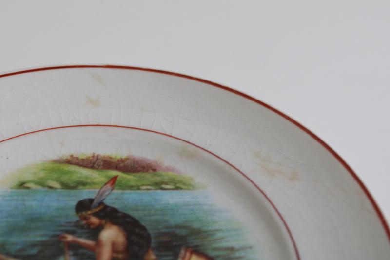 antique Indian maiden china plate, Owasco Lake Finger lakes New York souvenir