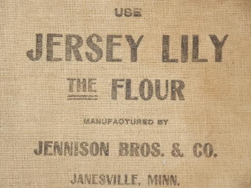antique Jersey Lily flour advertising, vintage red & white cotton potholders