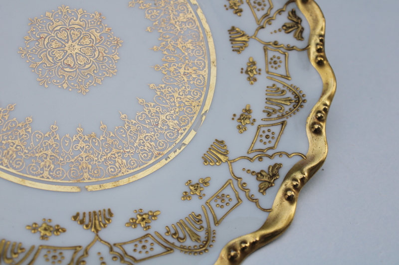 antique Limoges France hand painted china plate encrusted gold circa 1900 vintage