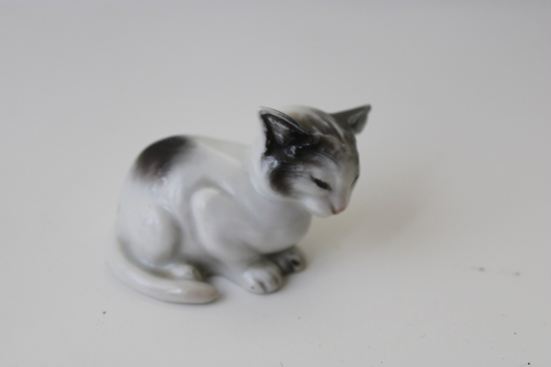 antique Rosenthal Selb Germany porcelain cat figurine, tiny kitty pre WWI vintage mark