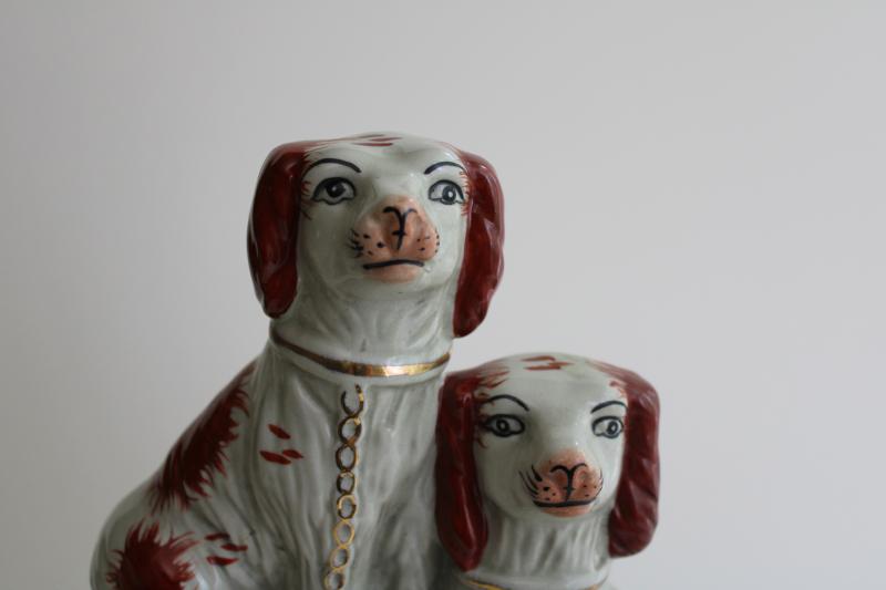 antique Stafforshire china reproduction Wally dog spaniels figurine, 20th century vintage
