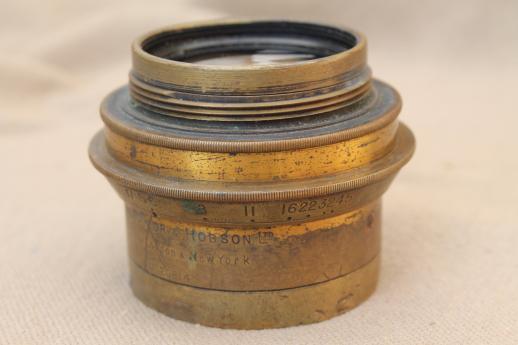 antique Taylor Hobson English brass optical lens for early camera or projector