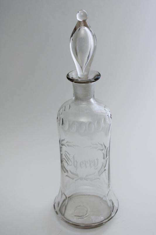 Art Deco Molded Glass Sherry Decanter with Lid