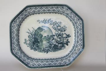 antique Wedgwood china platter Edinburg blue & white aesthetic vintage transferware