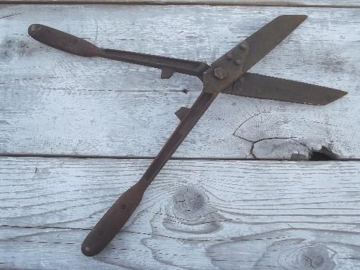 antique Wiss garden shears, vintage  hand hedge clippers loppers