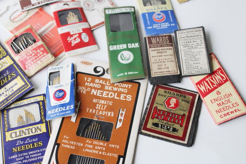 antique & vintage sewing needles, old advertising notions counter packages & needle books