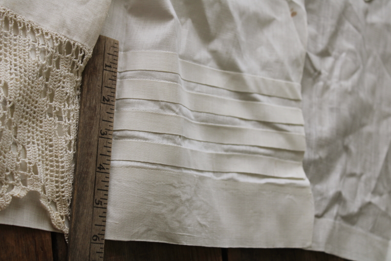 antique aprons, lot of three long white cotton half aprons w/ lace ...