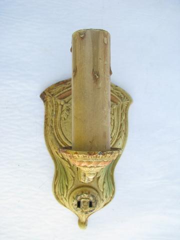 antique art nouveau early electric vintage lighting, ornate wall sconce light