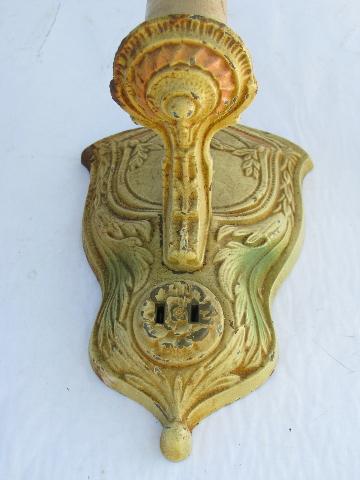 antique art nouveau early electric vintage lighting, ornate wall sconce light