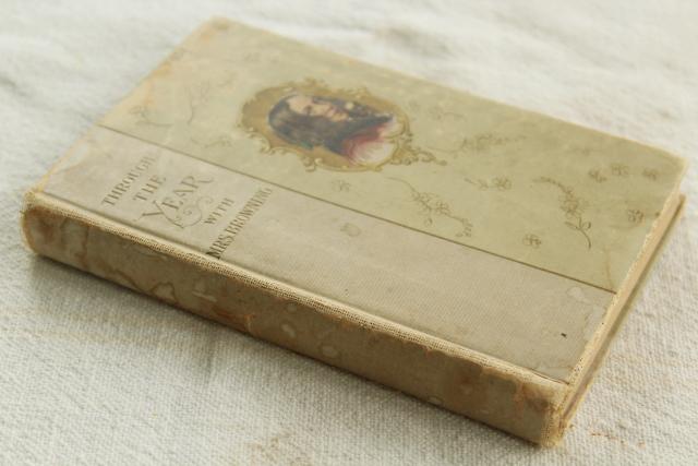 antique birthday album book written in ink, Elizabeth Barrett Browning lines for every day