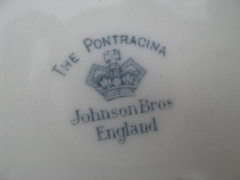 antique blue and white china platter, Pontracina Johnson Bros England