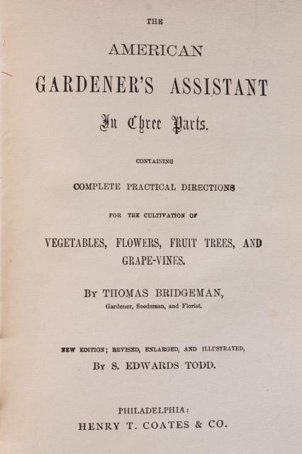 antique book American Gardener's Assistant dated 1866, illustrated w/ vintage engravings