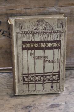 antique book home decoration art, Womans Handiwork in Modern Homes w/ Louis Comfort Tiffany plates