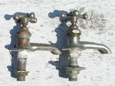 antique brass and porcelain faucet taps