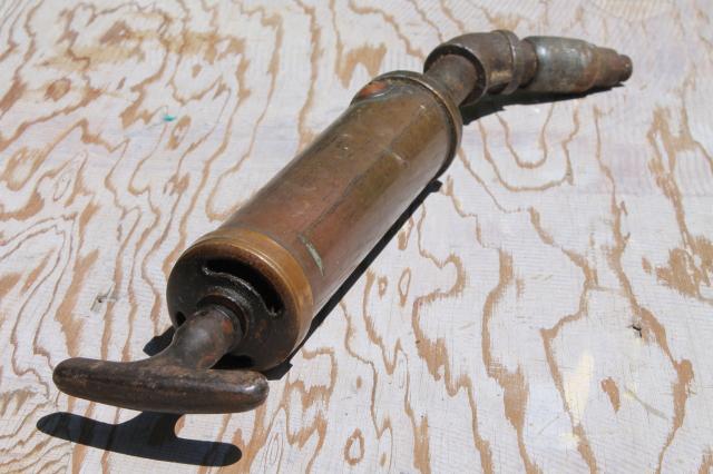 antique brass grease gun, industrial vintage tool Chapman Products