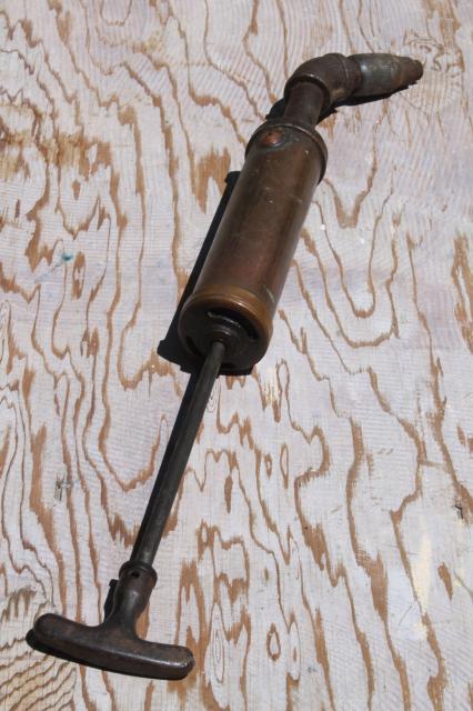 antique brass grease gun, industrial vintage tool Chapman Products