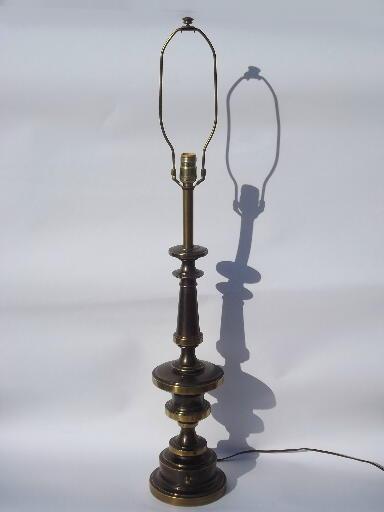 antique brass vintage Stiffel label table lamp, working 3-way switch