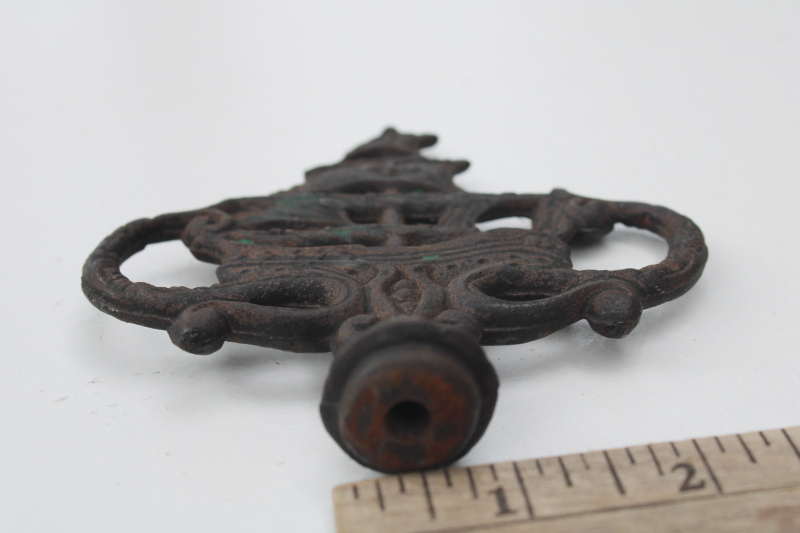antique cast iron finial for table or floor lamp, ornate vintage metal sailing ship nautical decor