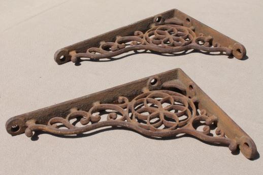 antique cast iron wall shelf bracket corbels, authentic vintage hardware