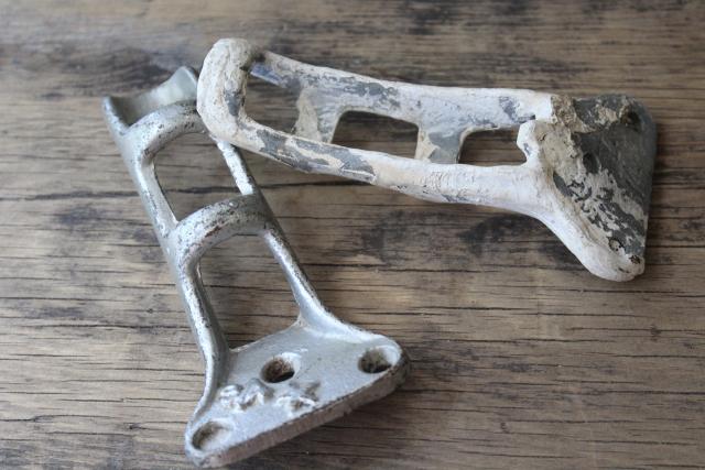 antique cast metal flag holders, brackets to hold flag poles, early 1900s vintage