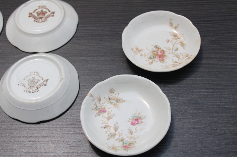 antique china butter pats, stack of tiny vintage butter pat plates w/ cottage style floral