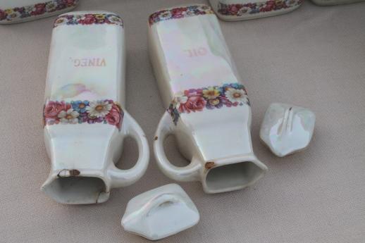 antique china canister set, early 1900s vintage Czechoslovakia kitchen pantry canisters