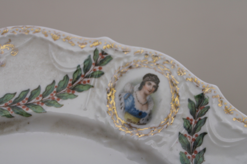 antique china plate, portrait of Napoleon Bonaparte, cameos of ladies of the court