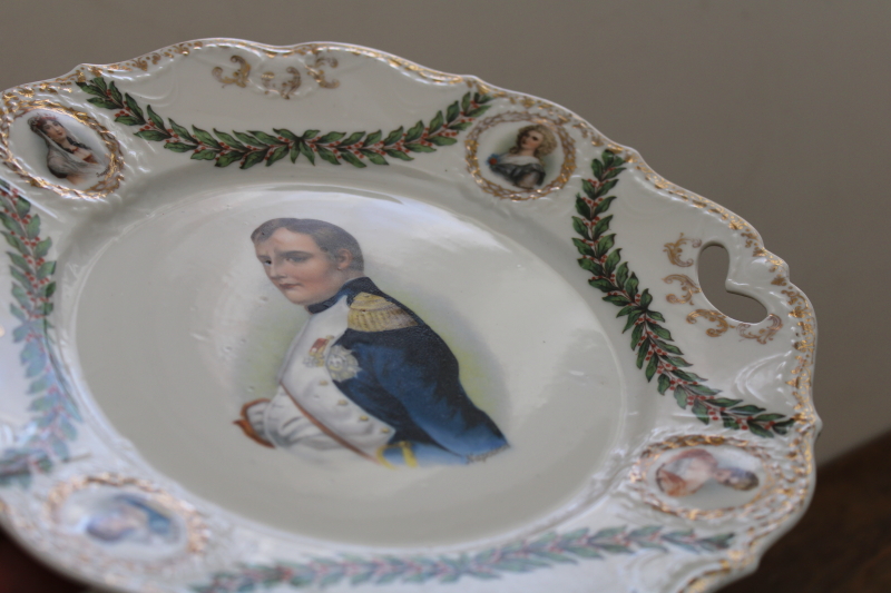 antique china plate, portrait of Napoleon Bonaparte, cameos of ladies of the court